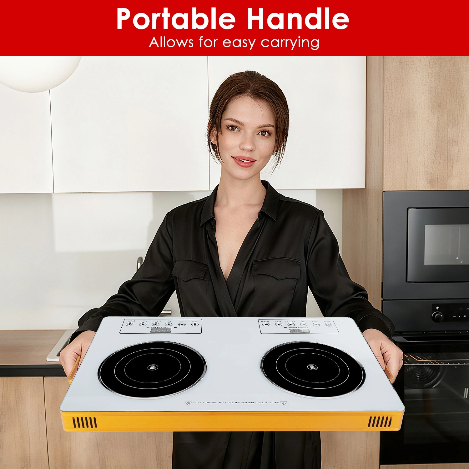 7000W Double Burner Electric Cooktop 110V, 2x3500W Rapid Heating Hot Plate with 4 Preset Modes (Steam/Fry/Barbecue/Power), 11-Level Power Control, Portable Handles & Easy-Clean Glass Surface, Fit All view 8