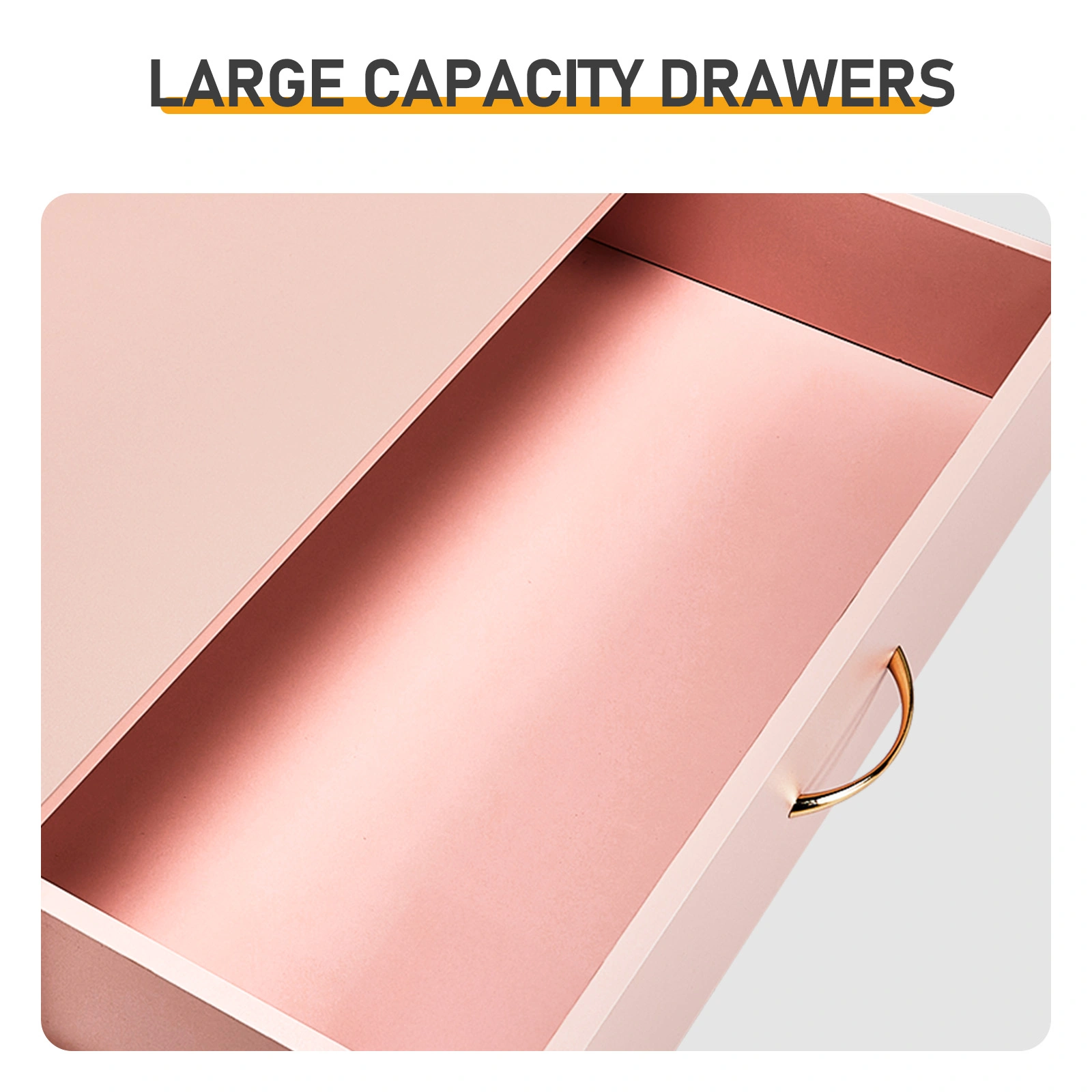 Nail polish powder textured surface, particleboard with melamine veneer, 66*33*73mm, four-drawer cabinet, faux rose gold handles view 4
