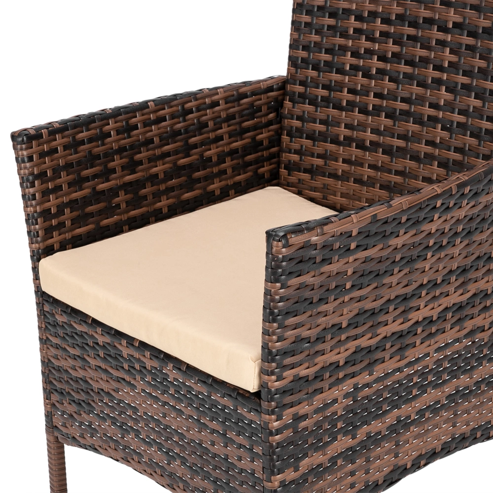 2pcs Arm Chairs 1pc Love Seat & Tempered Glass Coffee Table Rattan Sofa Set Brown Gradient view 12