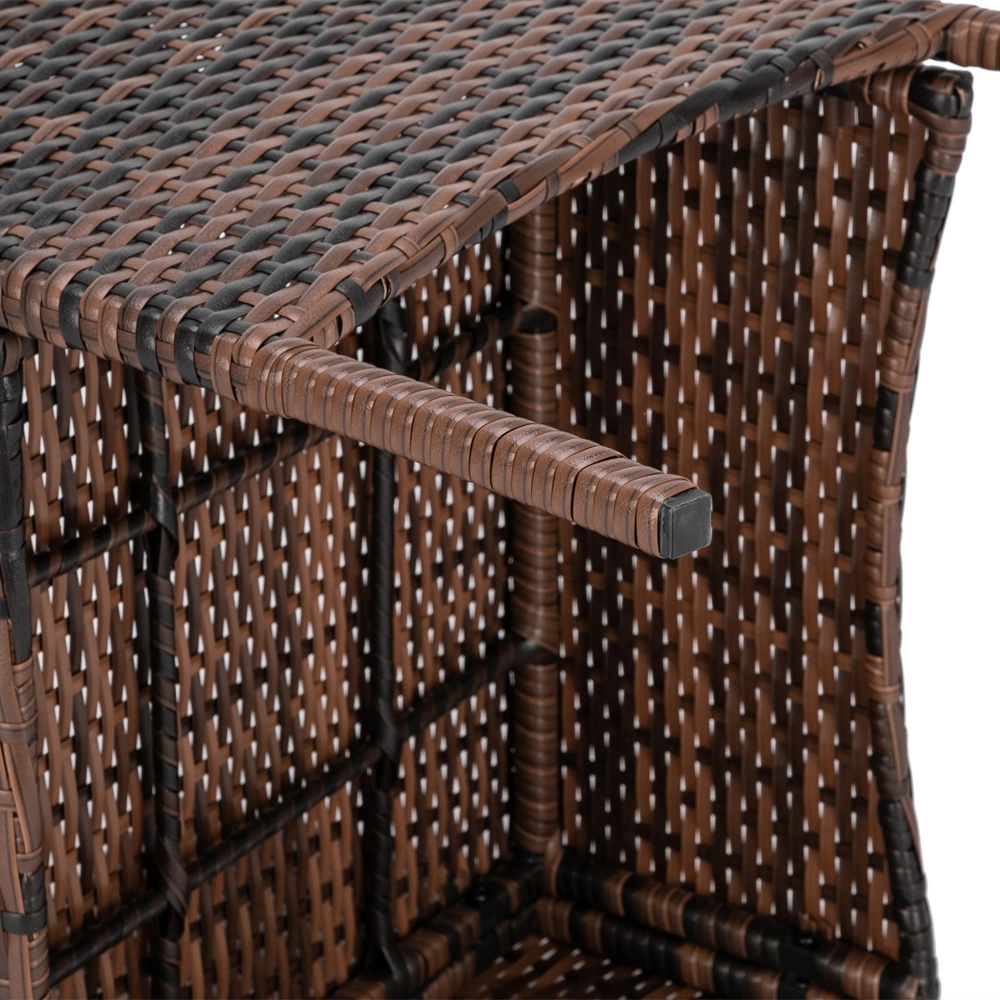 2pcs Arm Chairs 1pc Love Seat & Tempered Glass Coffee Table Rattan Sofa Set Brown Gradient view 17