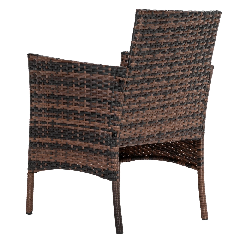2pcs Arm Chairs 1pc Love Seat & Tempered Glass Coffee Table Rattan Sofa Set Brown Gradient view 9