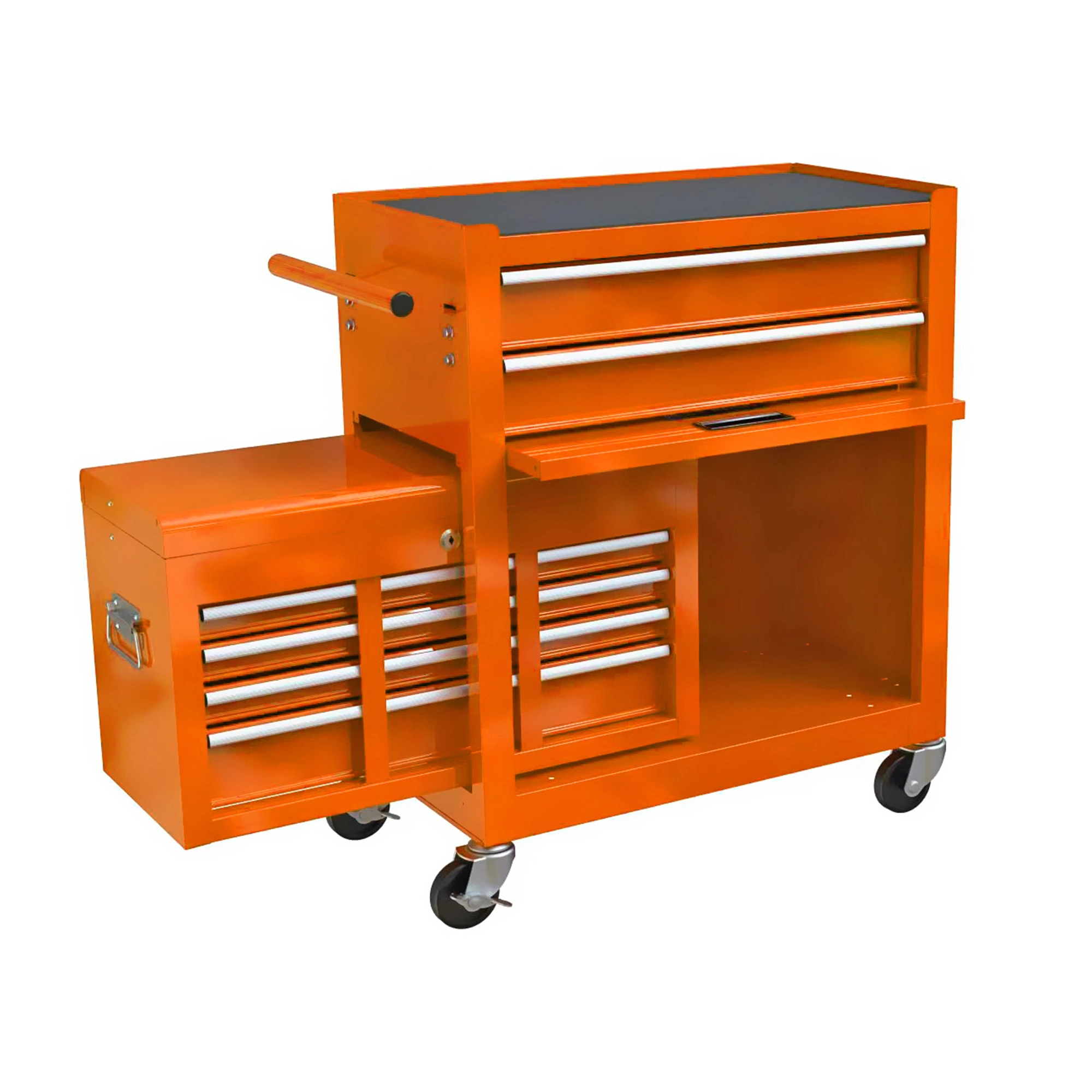 8-Drawer Rolling Tool Chest Cabinet with Wheels, High Capacity Orange Tool Storage Box with Lockable Drawers, Mobile Workshop Organizer view 7