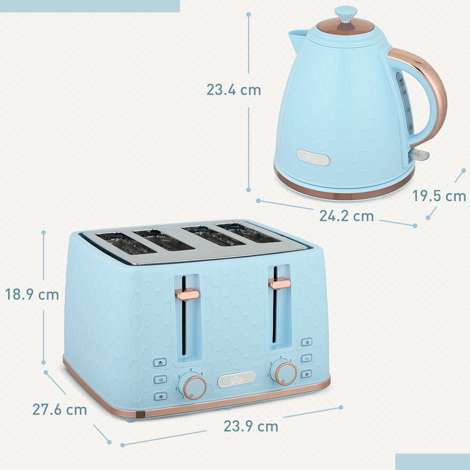 Stainless Steel Kettle and Toaster Set - 2 Piece Countertop Kitchen Appliance Combo Bundle view 2