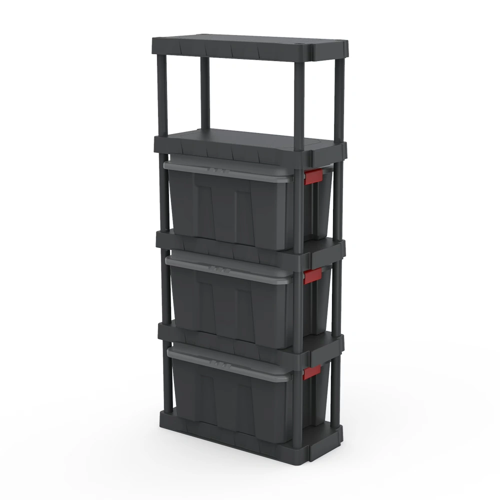 5-Tier Black Plastic Shelf Unit, 68.8 H x 30 W x 13.88 D, 350 lb Capacity view 5