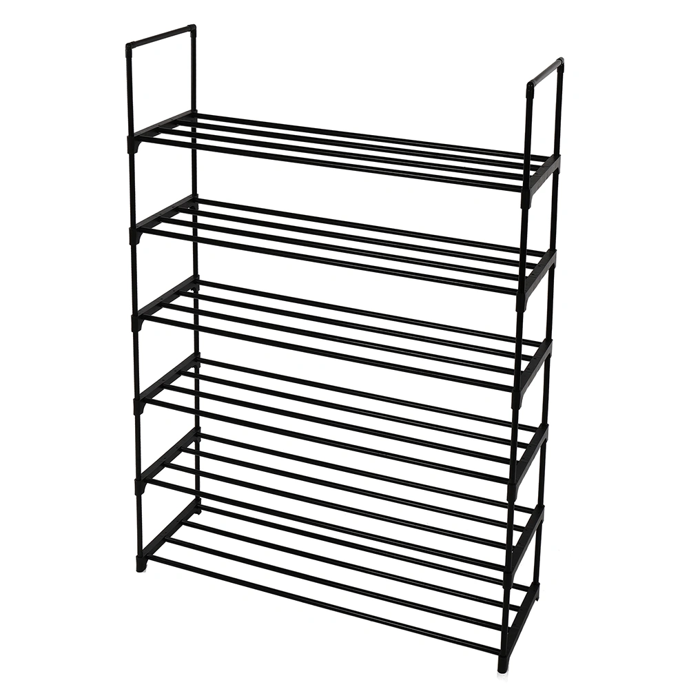 6-Tier Shoe Rack Tower Organizer Shelf, Metal Stackable Storage Rack for Bedroom, Entryway, Hallway, Closet, Black view 3