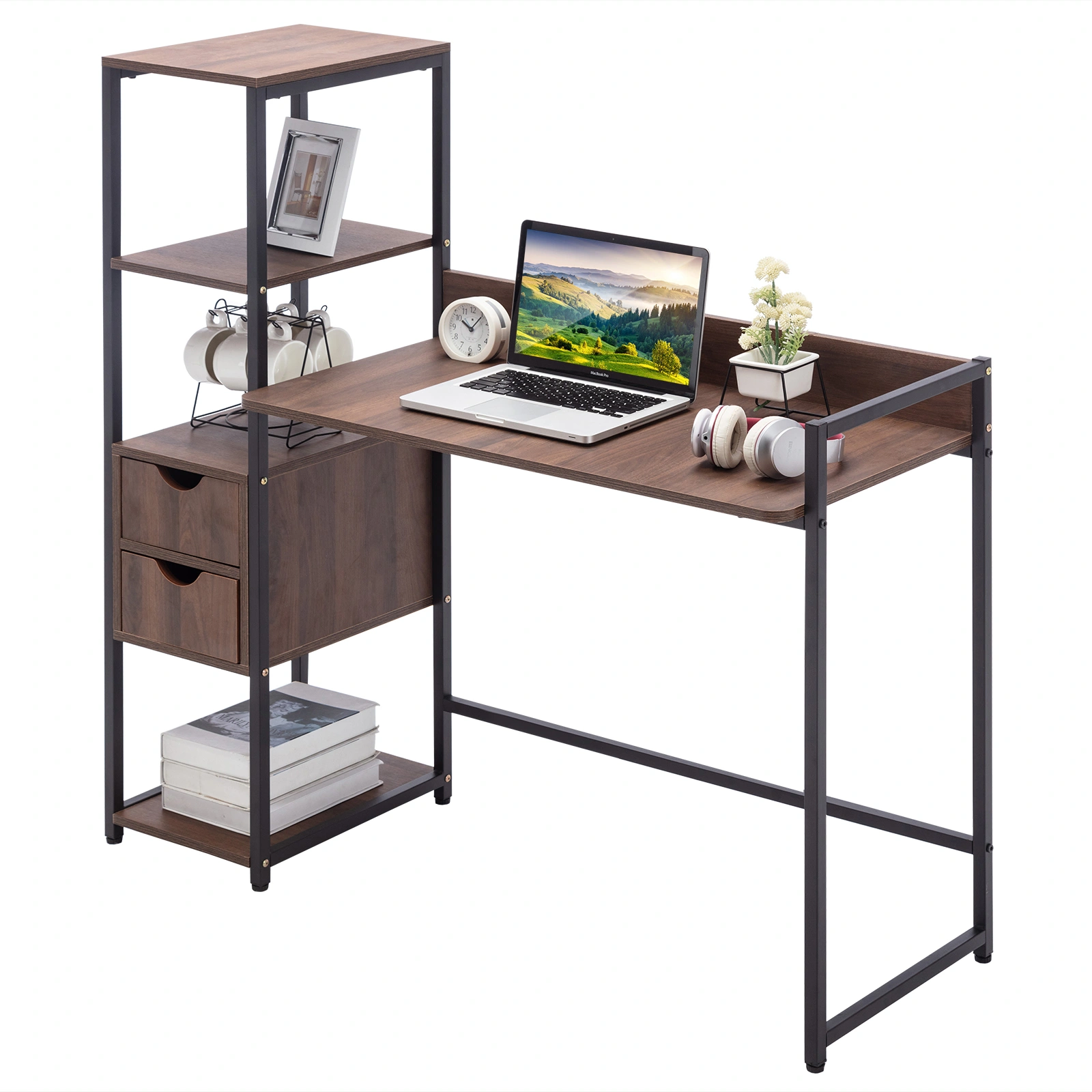 Computer Desk with Shelf, Office Table for Home Office Indoor, Storage Workstation view 3