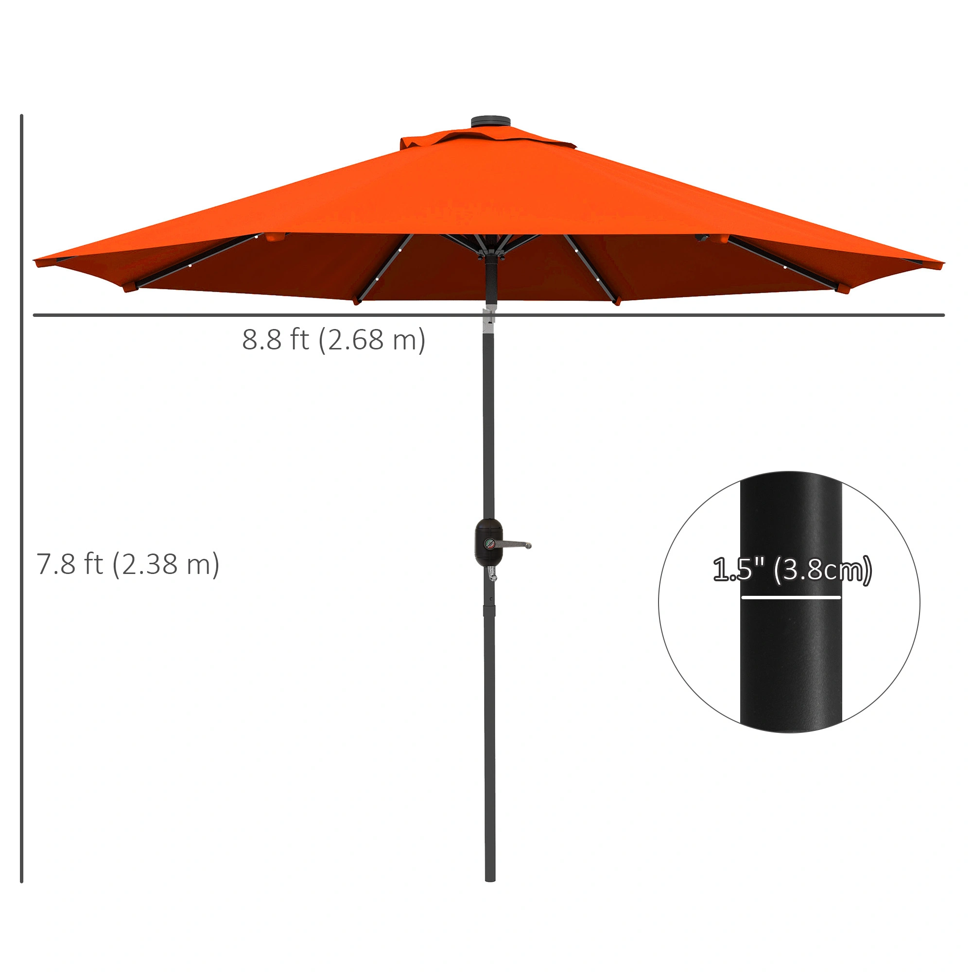 Outdoor Beach Umbrella 10FT Sun Shade Umbrella with Tilt Waterproof Patio Canopy view 3