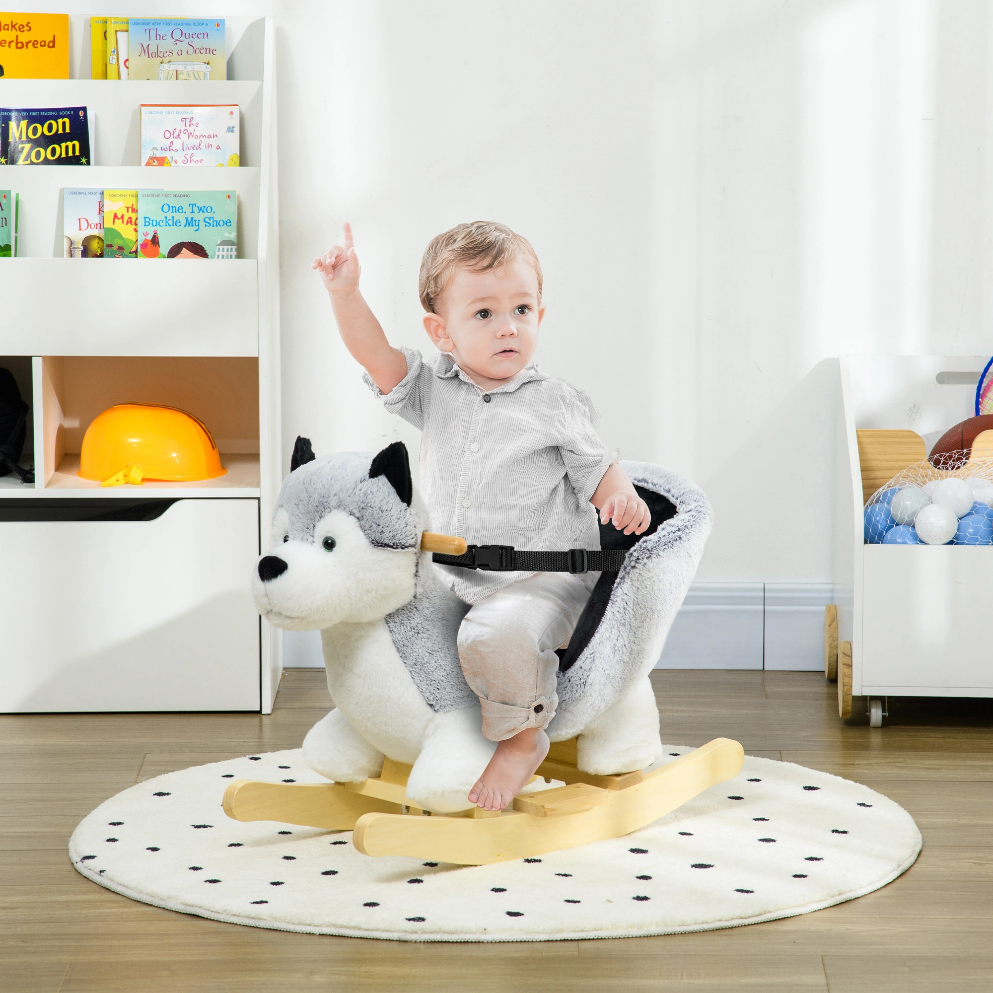 Kids Rocking Horse Wooden Ride-On Pony with Swing Seat for Toddlers