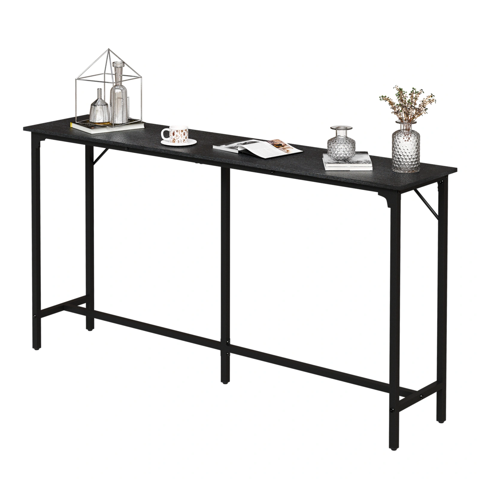 71-Inch Pub Height Bar Table Black, 209 lbs Capacity, MDF Top & Metal Frame, for Kitchen, Bar, Dining Room