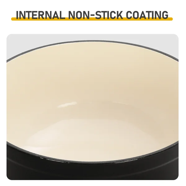 Cast iron 6QT cooking pot - Gradient Black Color - Includes two silicone gloves - Enamel pot view 5
