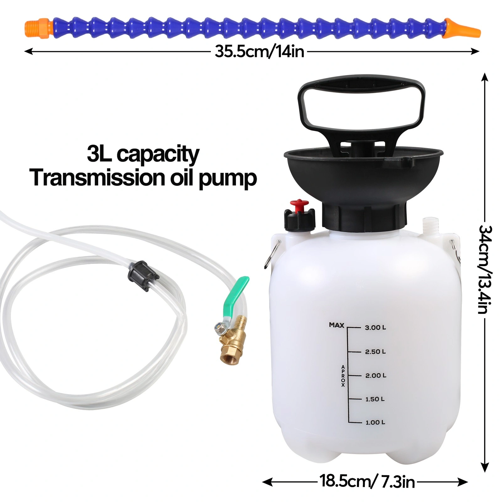 3L Hand Transfer Pump Oil Filler for Transmission Fluid, Automotive Manual Pump Tool view 3