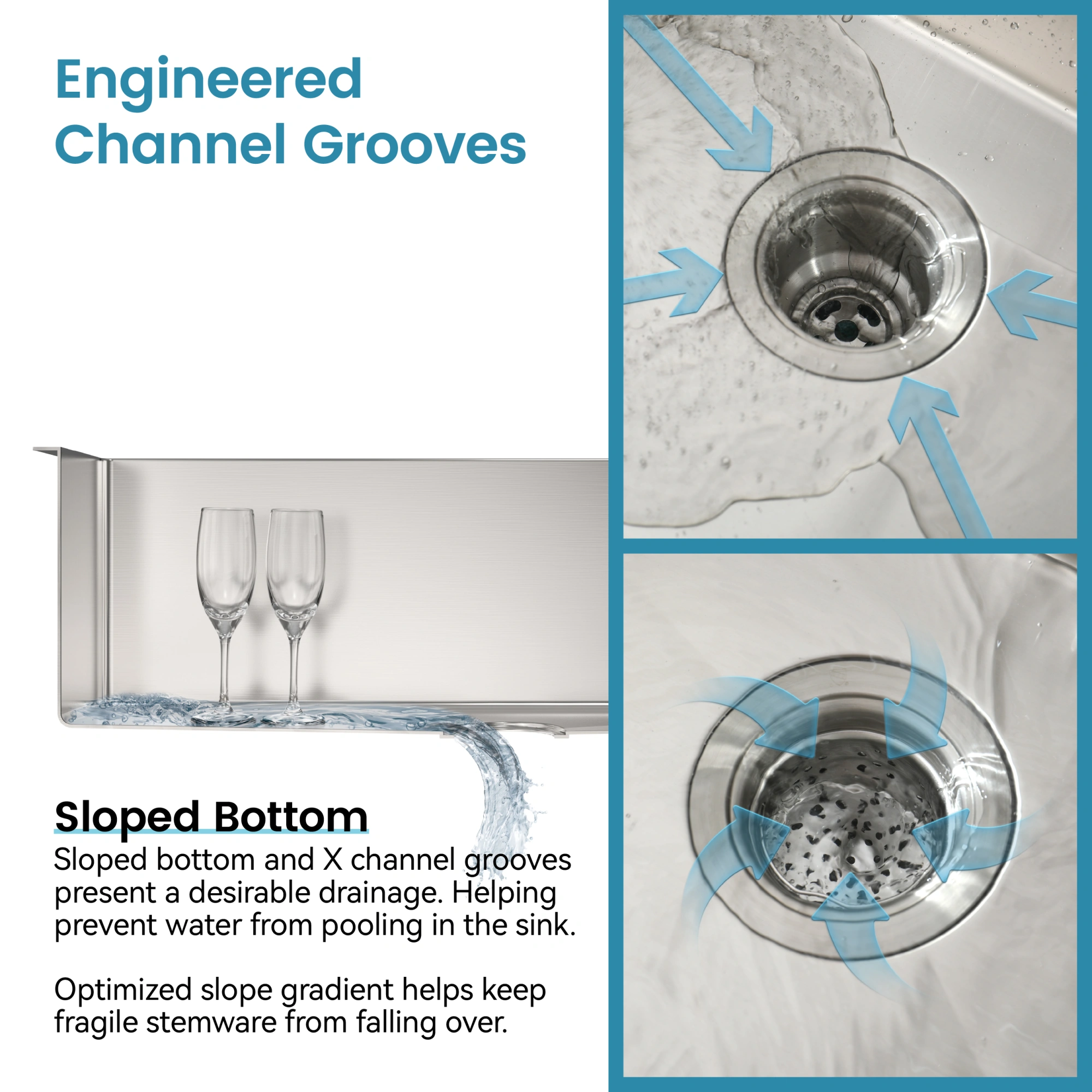 Stainless Steel Kitchen Sink 23x19 Inch Single Bowl, Handmade Overmount Sink Dark Gray, Includes US Standard Drain & Hook view 5