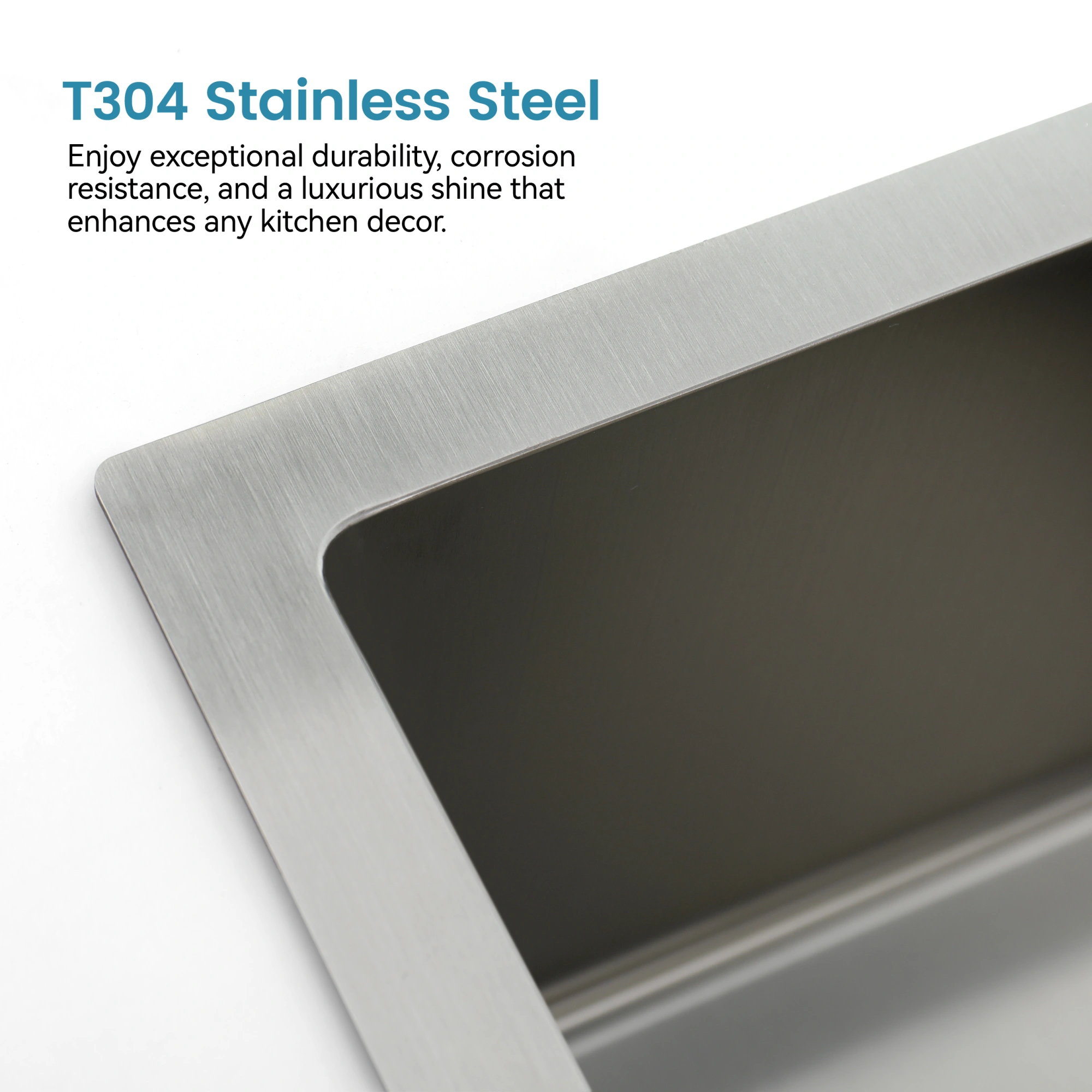 Stainless Steel Kitchen Sink 23x19 Inch Single Bowl, Handmade Overmount Sink Dark Gray, Includes US Standard Drain & Hook view 6