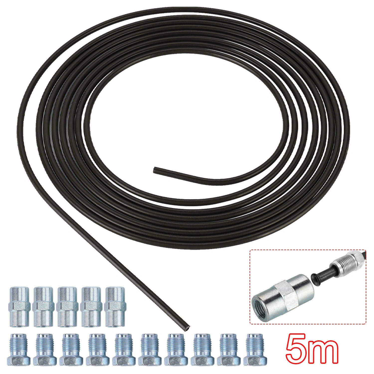 5m Steel Brake Line Hose Pipe 4.75mm + 10 Fittings Nuts + 5 Connectors - Automotive Brake Line Kit view 5