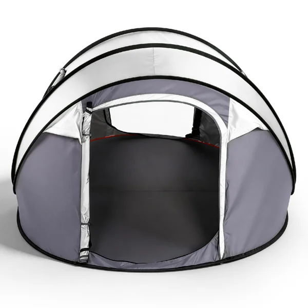 4 Person Pop Up Tent for Camping, Waterproof Instant Family Tent with Front Awning, Automatic Tent Throw Pop Up Instant Flip Pop Tent for Camping, Light Gray view 2