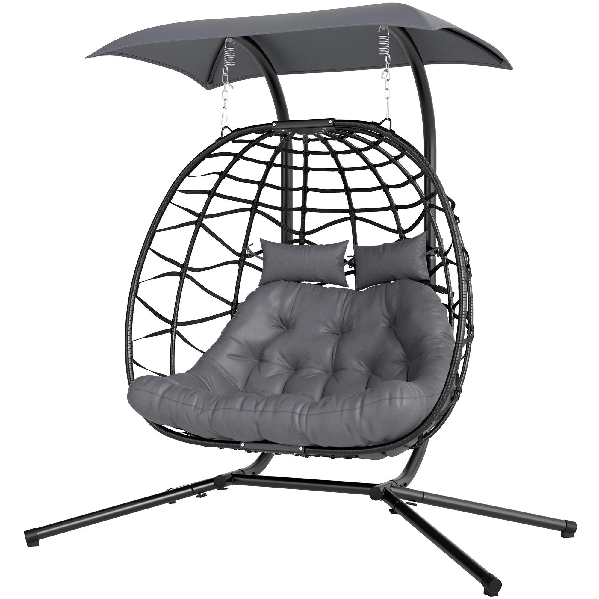 Hammock Chair with Stand Indoor Outdoor Cotton Swing Seat for Porch Garden