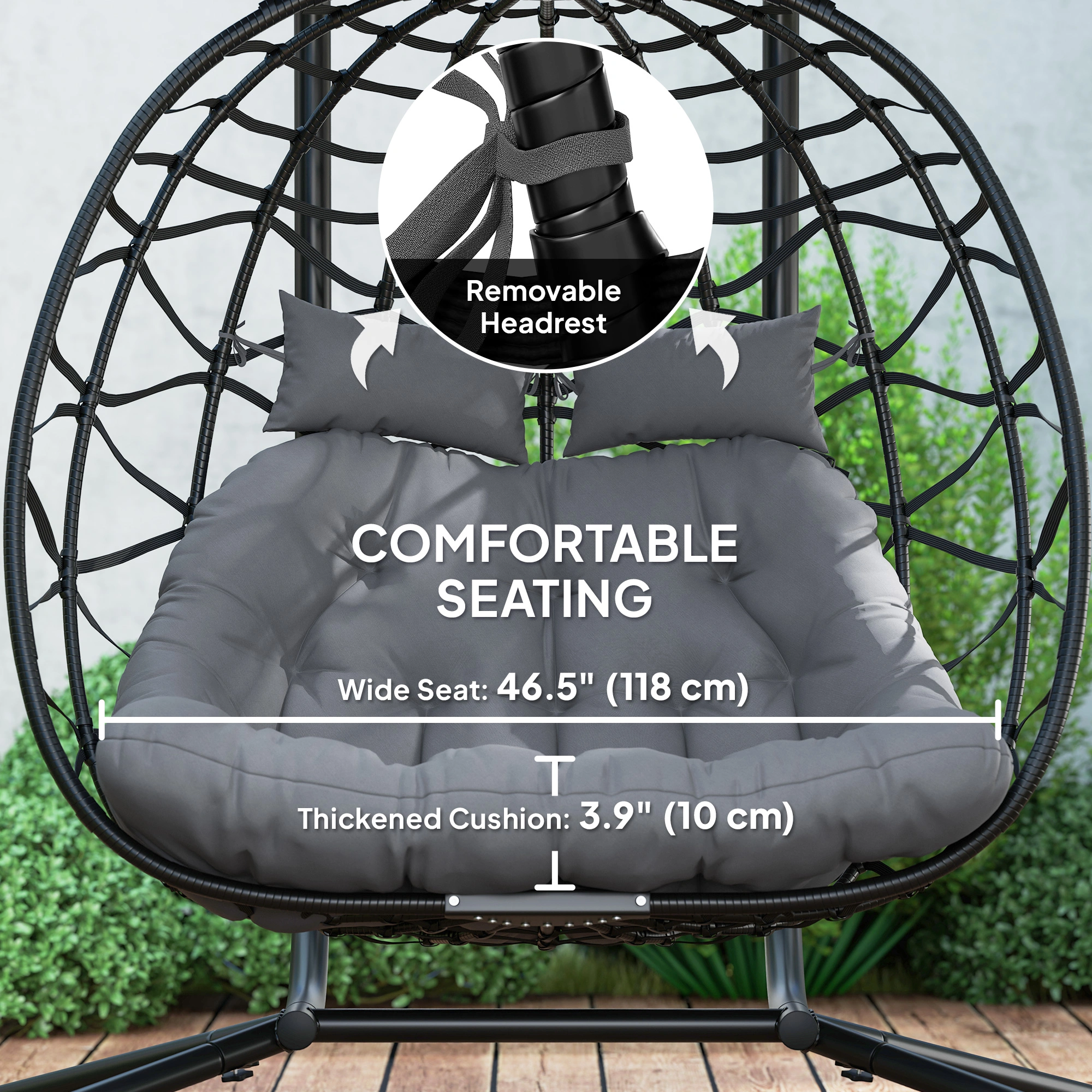 Hammock Chair with Stand Indoor Outdoor Cotton Swing Seat for Porch Garden view 3