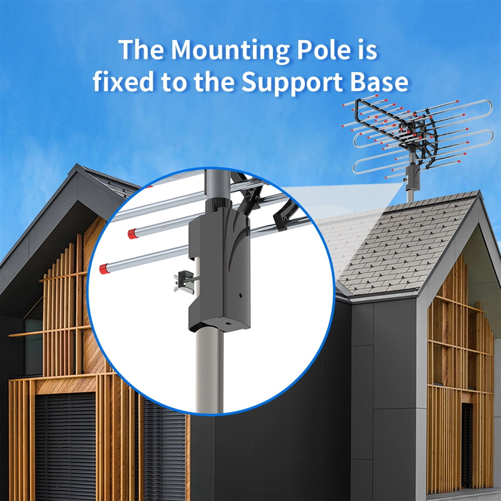 TA-851 Plus 360°Rotation UV Dual Frequency 45-860MHz 22-38dB 42.65ft cable Outdoor Antenna view 11