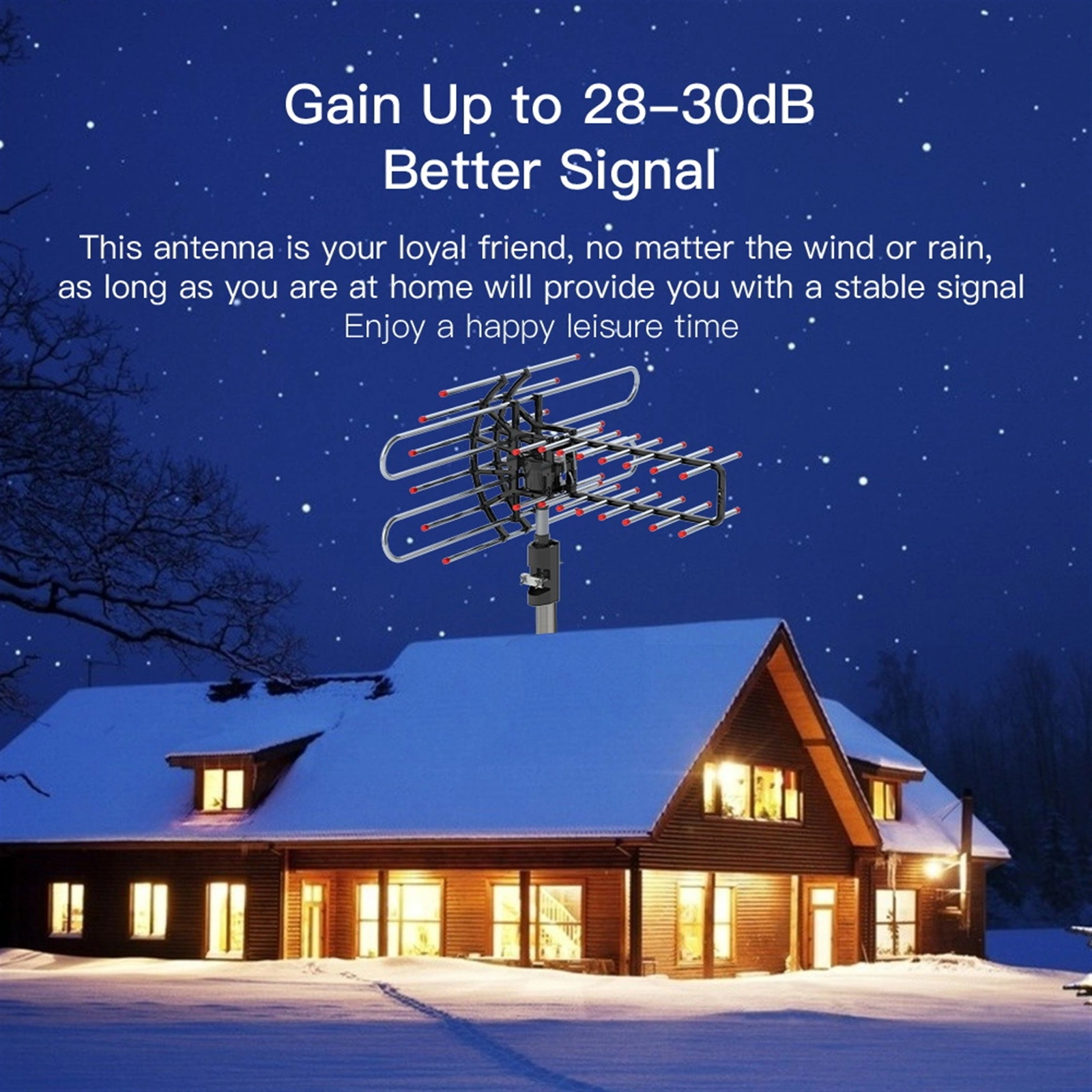 TA-851 Plus 360°Rotation UV Dual Frequency 45-860MHz 22-38dB 42.65ft cable Outdoor Antenna view 4