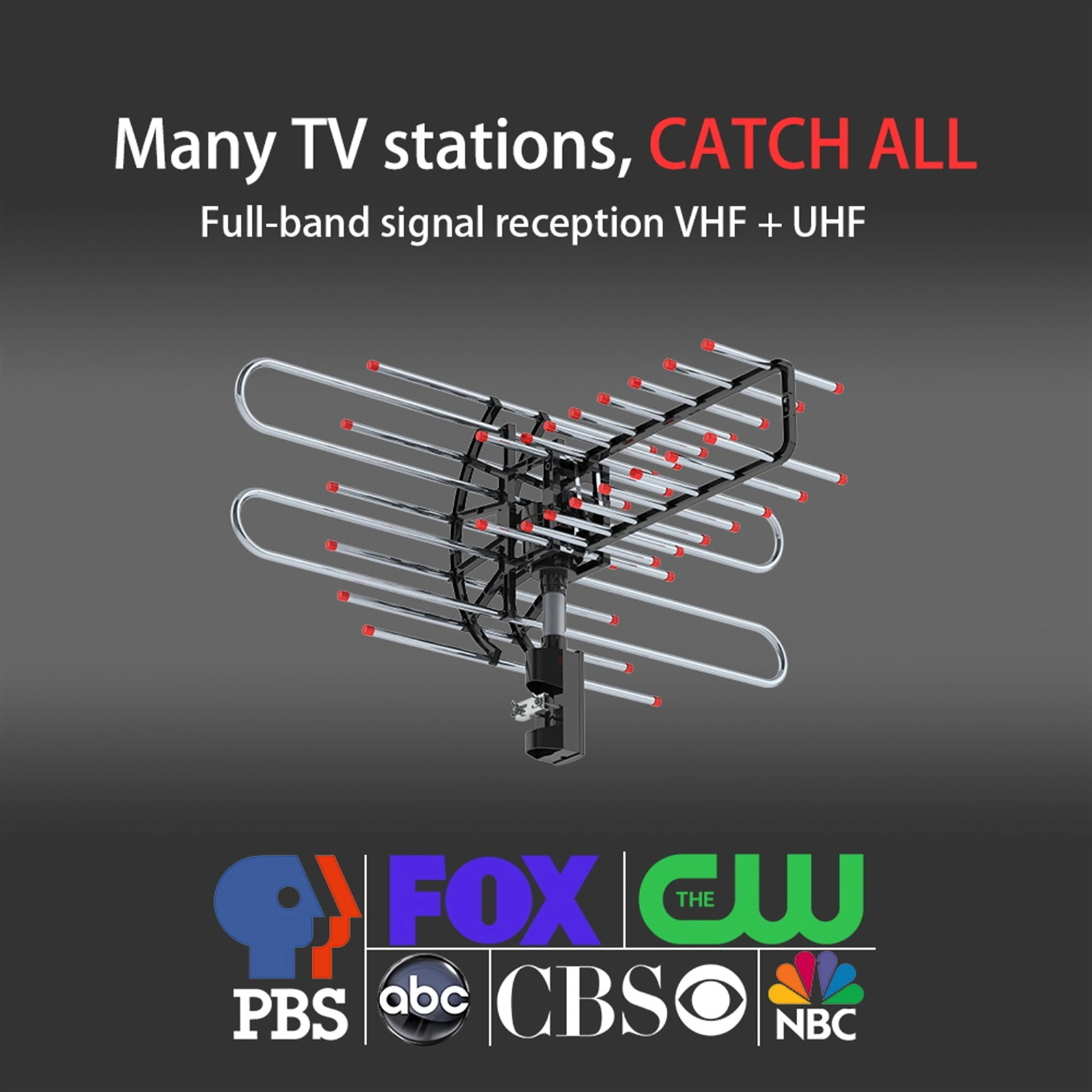 TA-851 Plus 360°Rotation UV Dual Frequency 45-860MHz 22-38dB 42.65ft cable Outdoor Antenna view 5