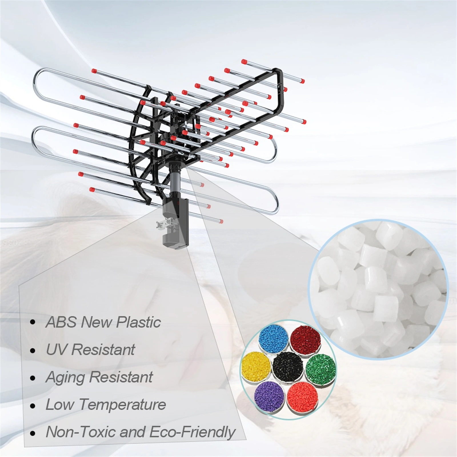 TA-851 Plus 360°Rotation UV Dual Frequency 45-860MHz 22-38dB 42.65ft cable Outdoor Antenna view 8