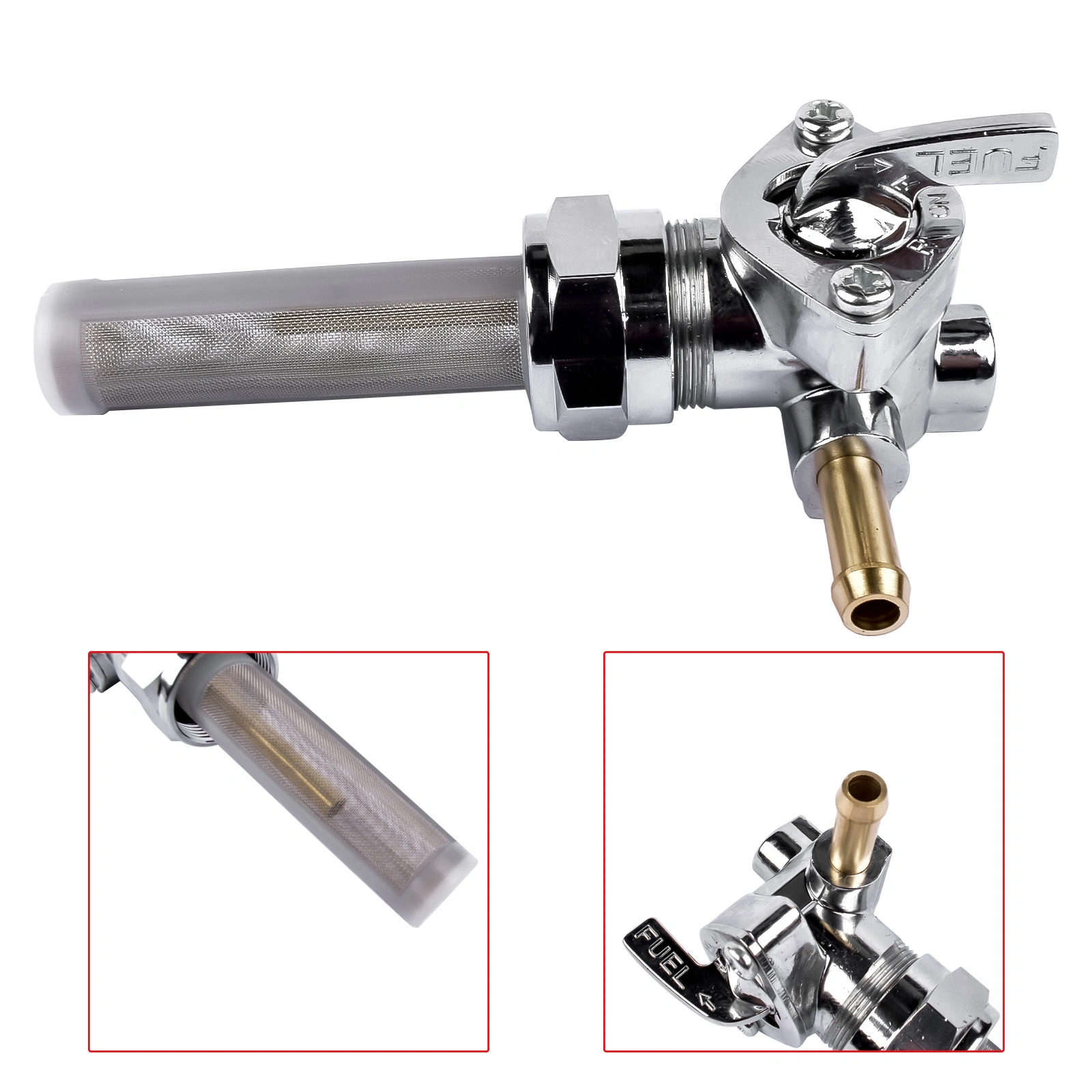 Left Spigot Petcock Fuel Valve 22mm Fits for Harley-Davidson Sportster 883 1000 1200 62129-75T