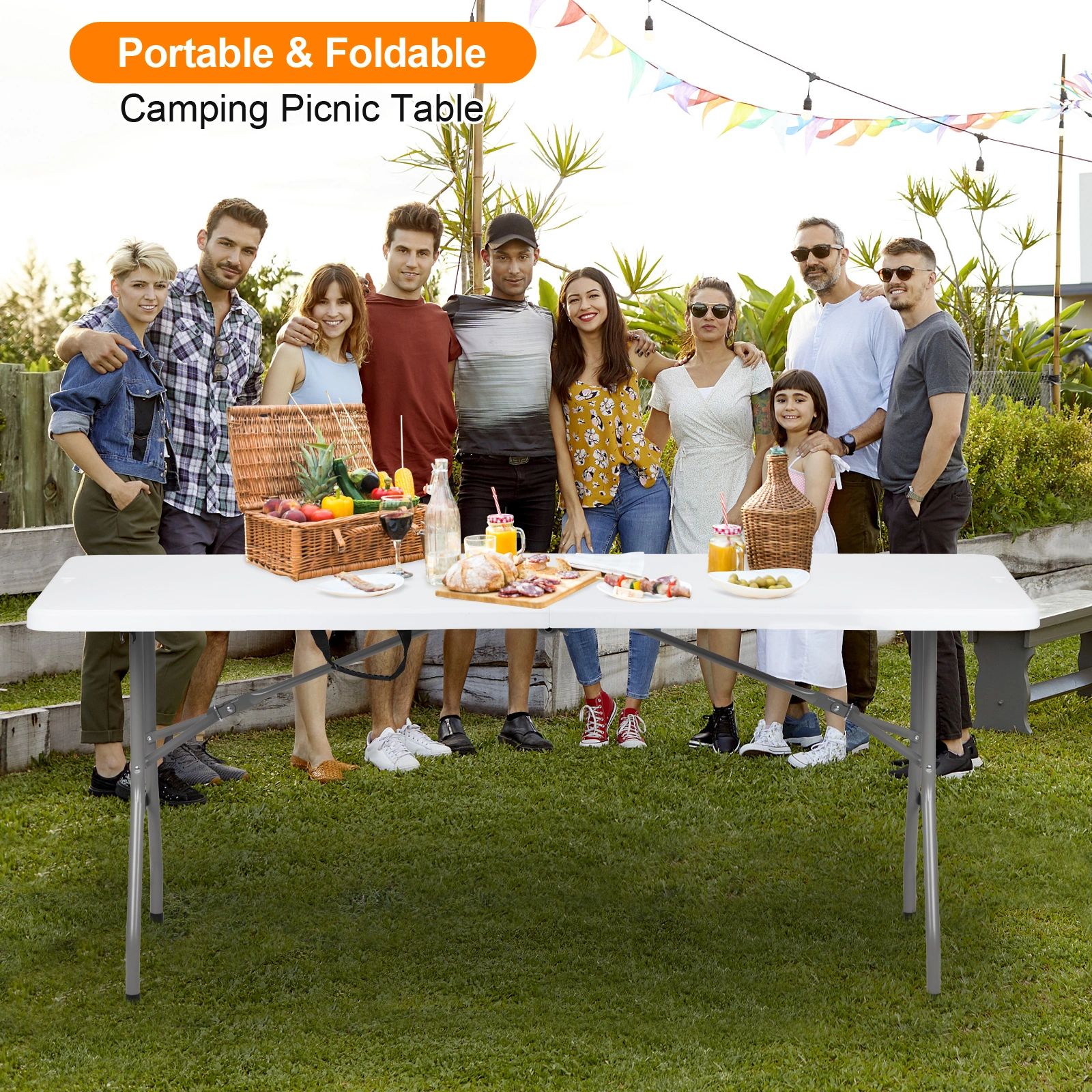 6FT Outdoor Courtyard Foldable Long Table view 15