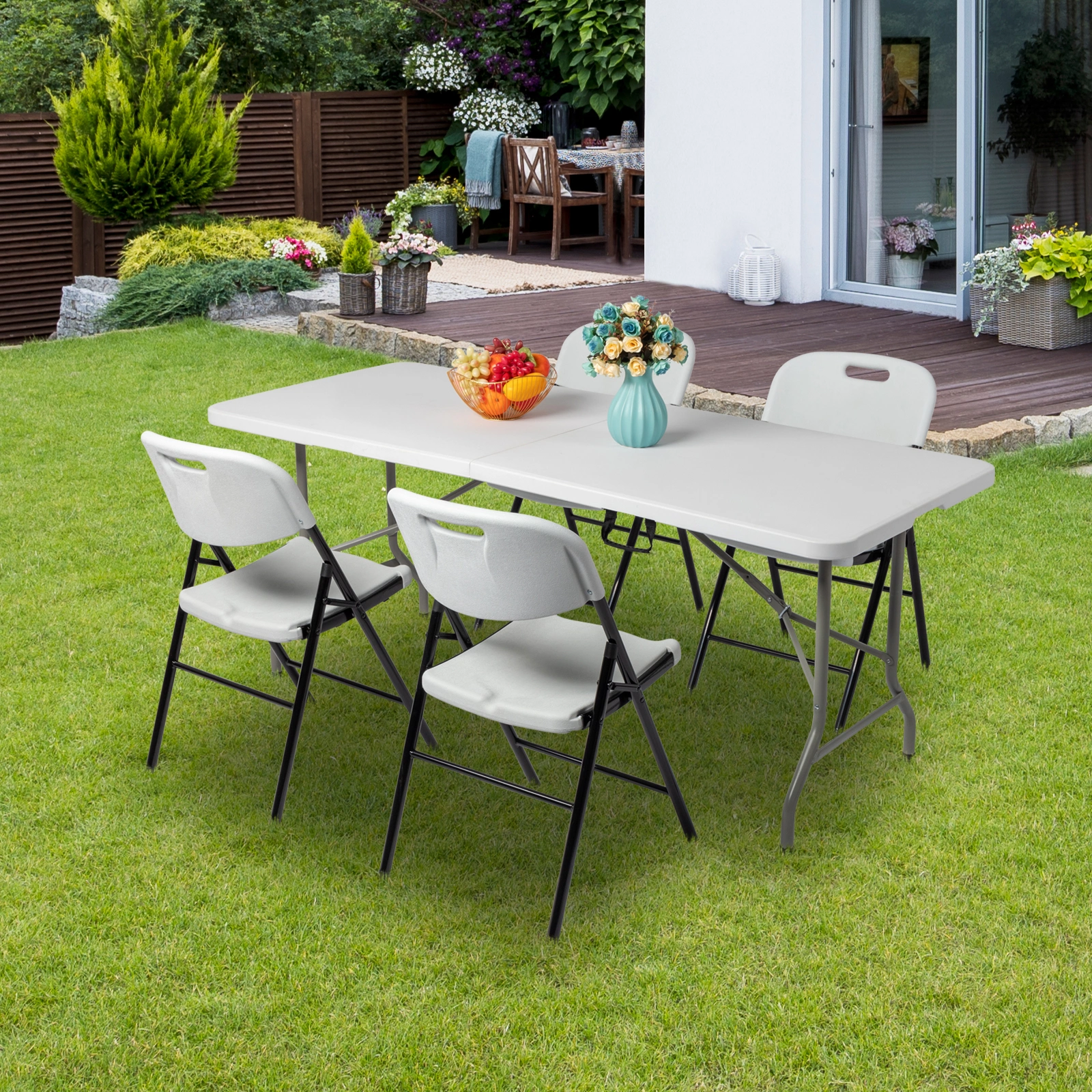 6FT Outdoor Courtyard Foldable Long Table view 54