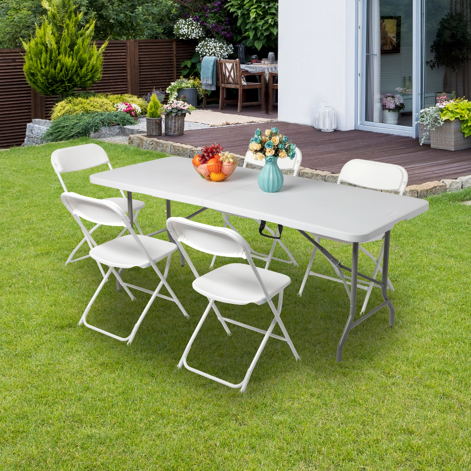 6FT Outdoor Courtyard Foldable Long Table view 57