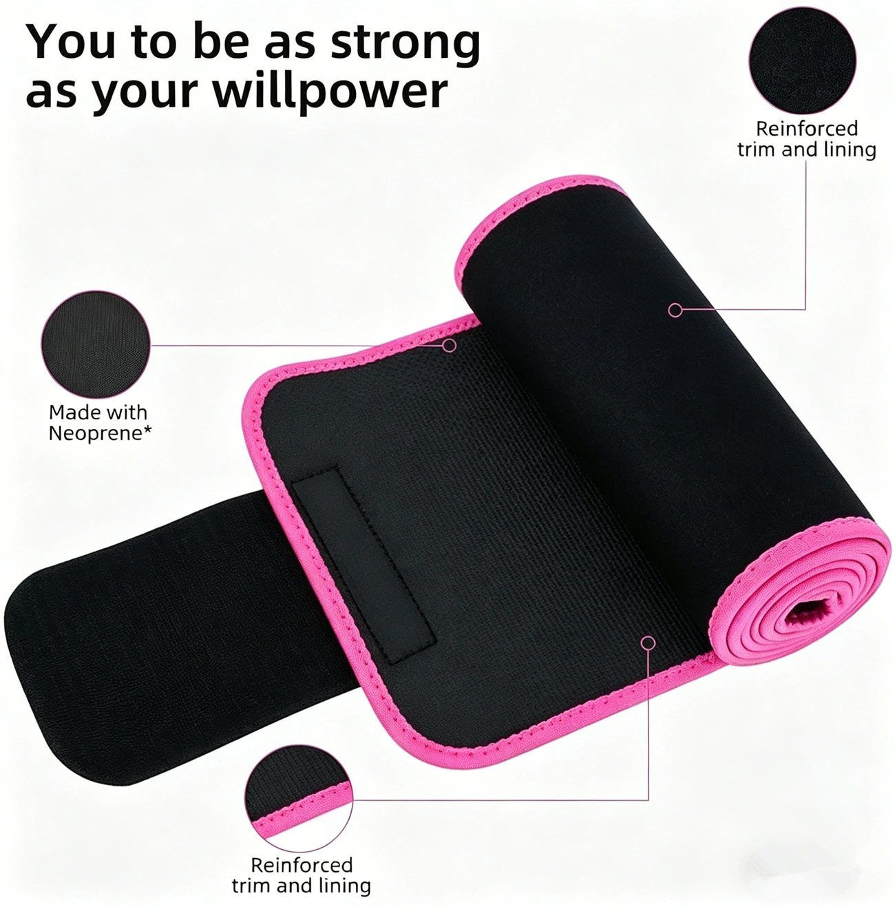 Pink-Black Waist Trimmer Belt Sport Workout Slimming Shaper with Phone Pocket view 5
