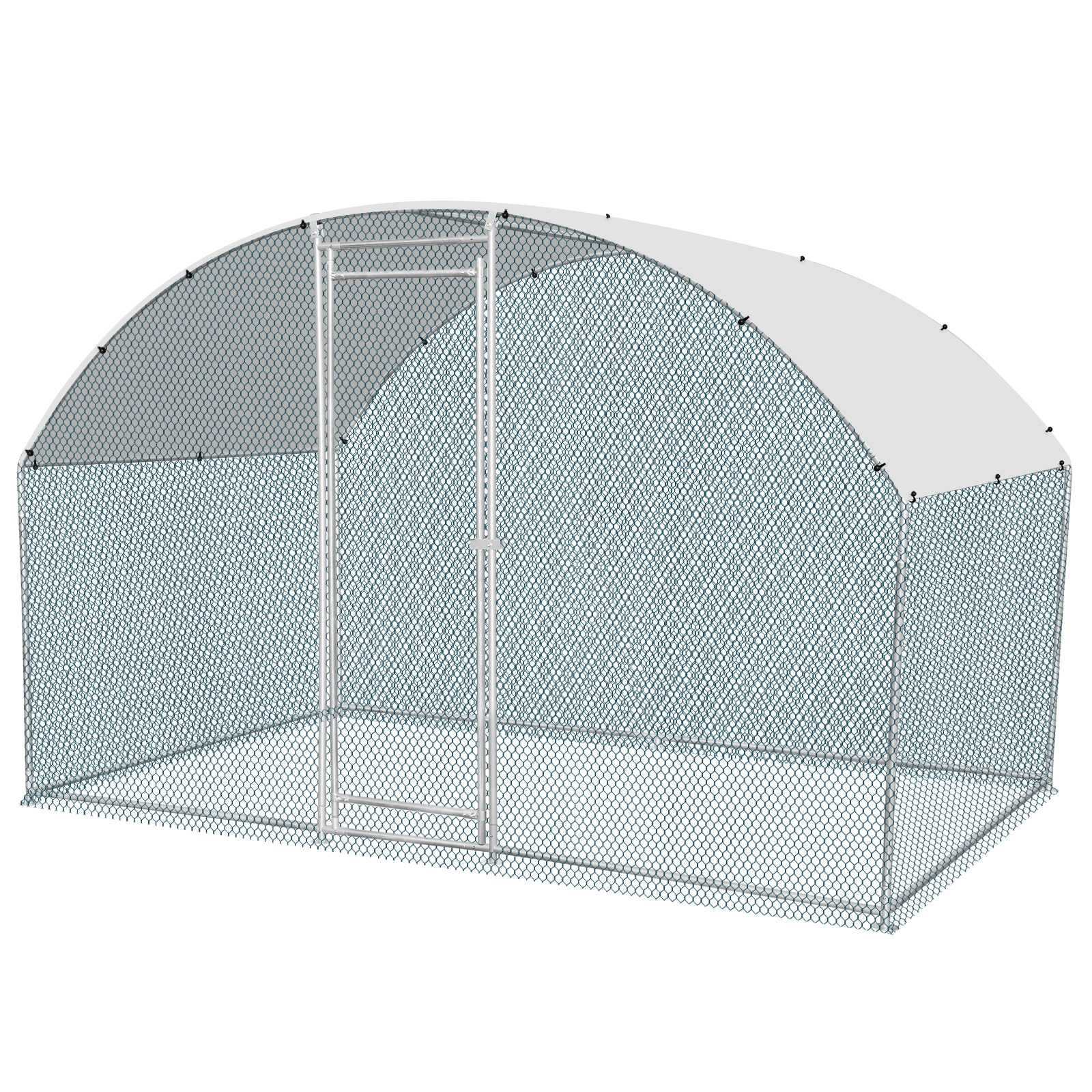 5x10ft Metal Chicken Coop with Waterproof Cover, Walk-In Poultry Run Hen House for Rabbits Cats Dogs, Outdoor Farm Pen Backyard Garden