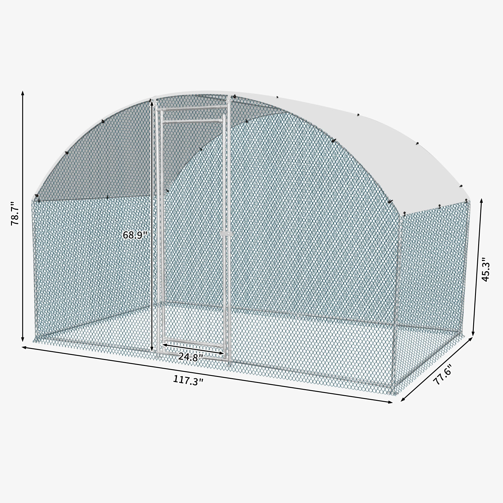 5x10ft Metal Chicken Coop with Waterproof Cover, Walk-In Poultry Run Hen House for Rabbits Cats Dogs, Outdoor Farm Pen Backyard Garden view 2