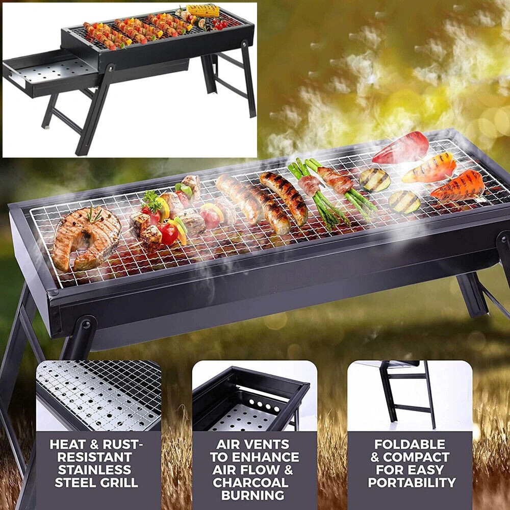 Large Portable Folding Charcoal BBQ Grill, Heavy Duty Barbecue for Outdoor Patio Garden Party Camping view 4