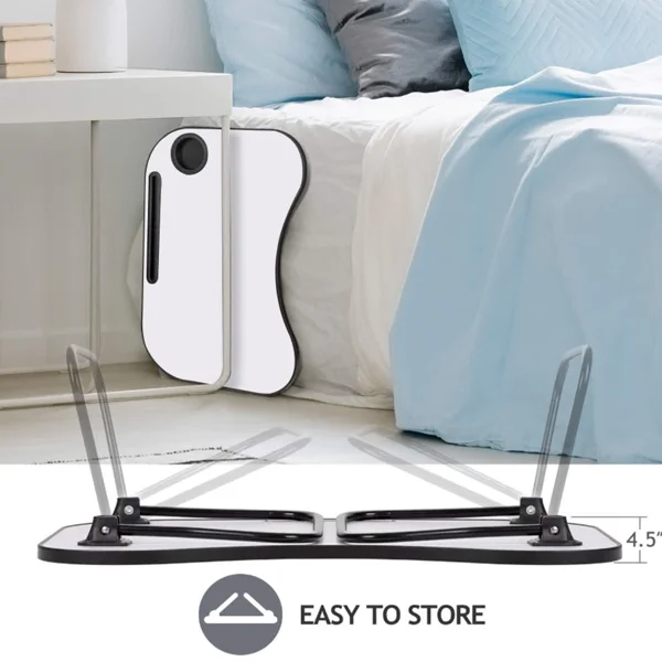 Portable Laptop Desk, Gray and White Matte Metal and Wood Construction, Foldable Design with Cup Holder, 26.5 x 18.5 Inches, for Bed, Car, Couch, Home & Outdoor Use (Grey+White Matte) view 6
