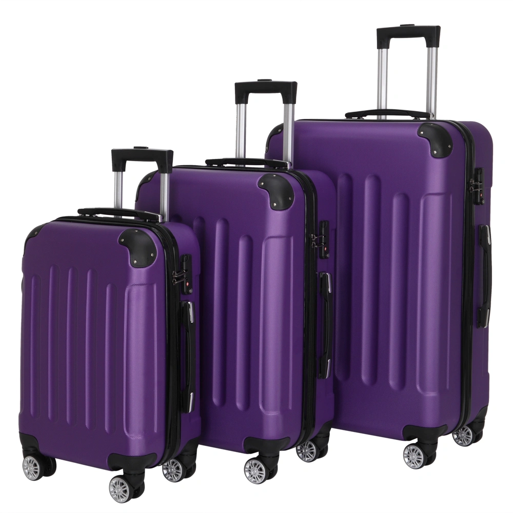 3-in-1 Portable ABS Trolley Case 20" / 24" / 28" Purple view 10