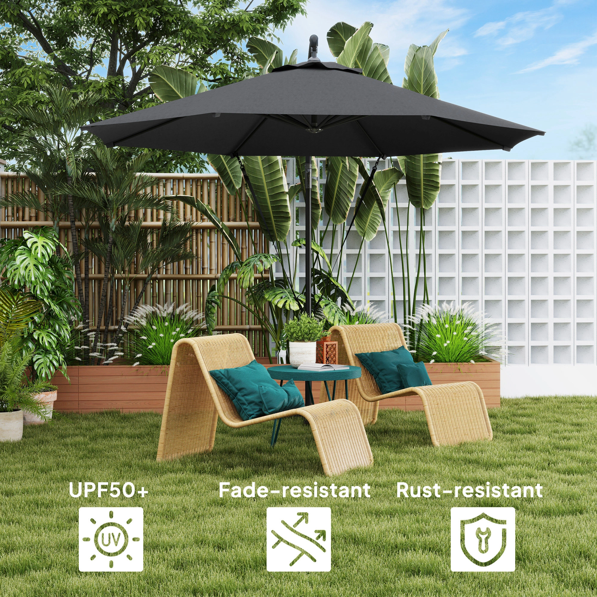 Wall Mounted Umbrella Holder, Stainless Steel Rain Umbrella Stand with Hooks for Hallway Entryway, Black view 2