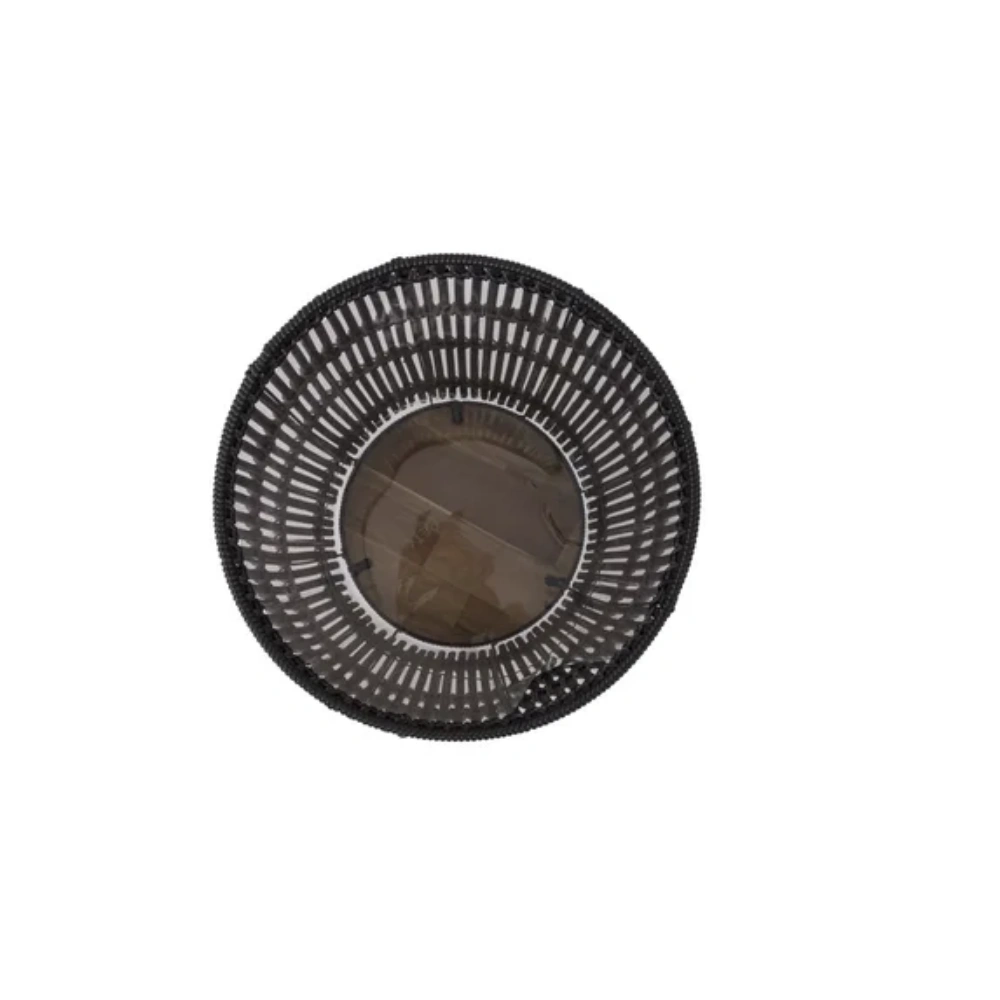 Black Round Resin Planter & Stand Set with Wood Legs view 3
