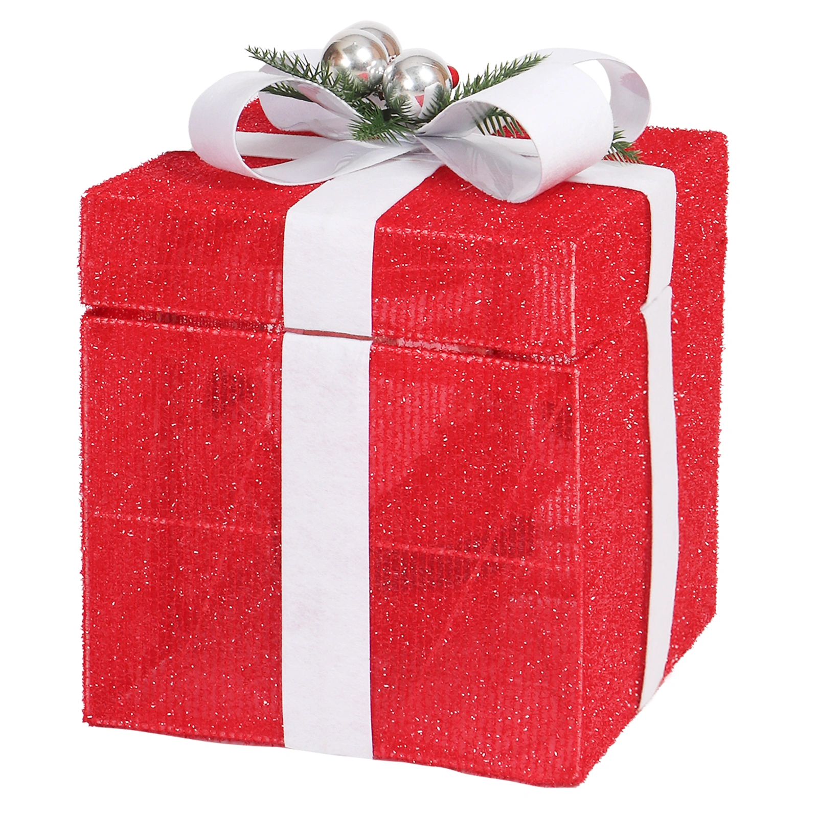 30cm Motorized Pop-up Gift Box with Santa, Outdoor Christmas Decor with Motor & 60 LED Lights, Holiday Indoor Outdoor Display, Red view 5