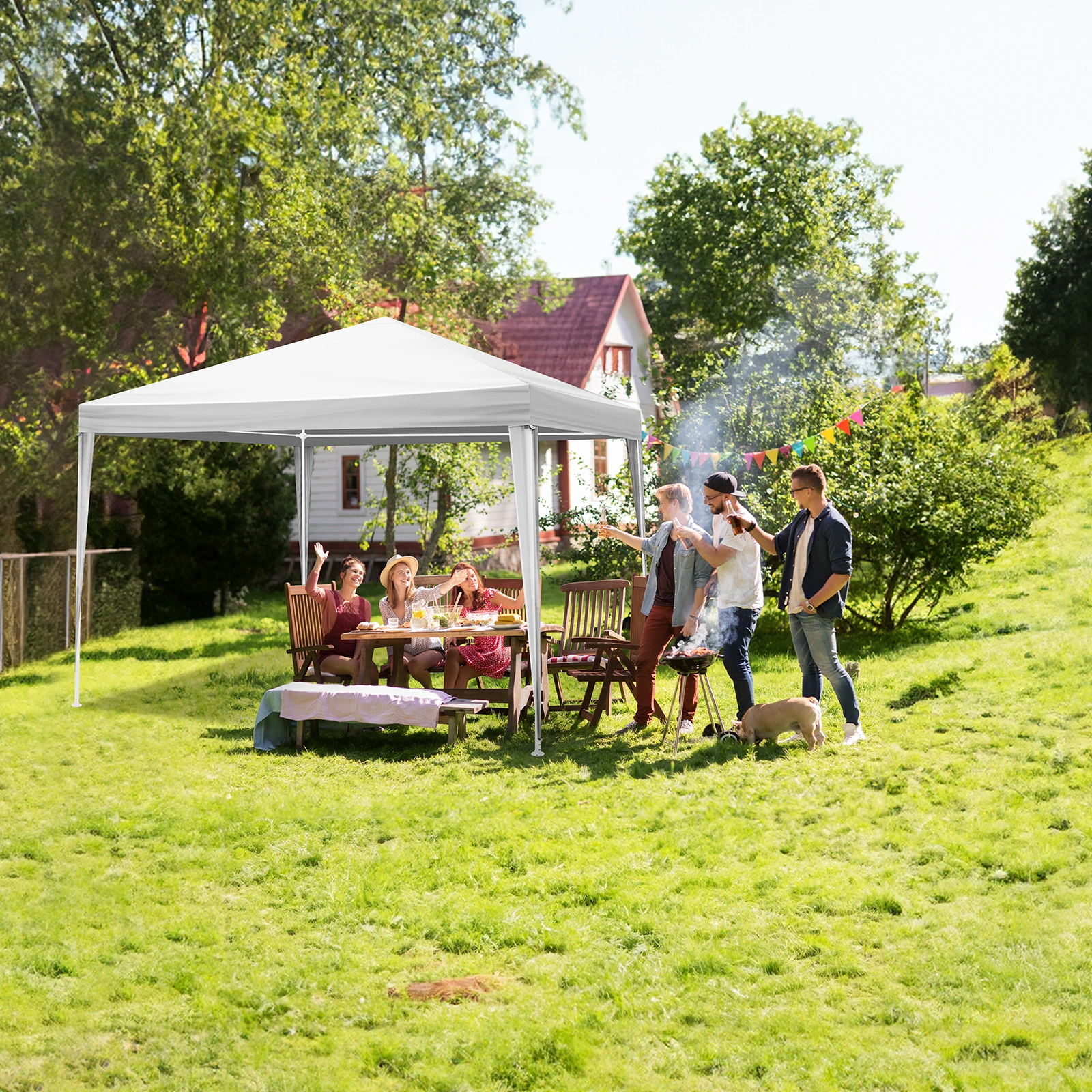3 x 3m Four Sides Portable Home Use Waterproof Tent with Spiral Tubes White view 13