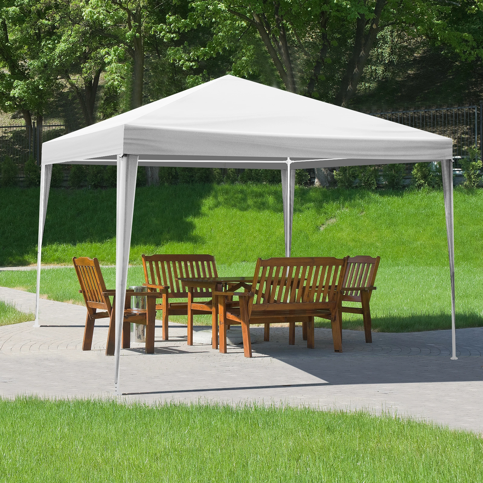 3 x 3m Four Sides Portable Home Use Waterproof Tent with Spiral Tubes White view 14