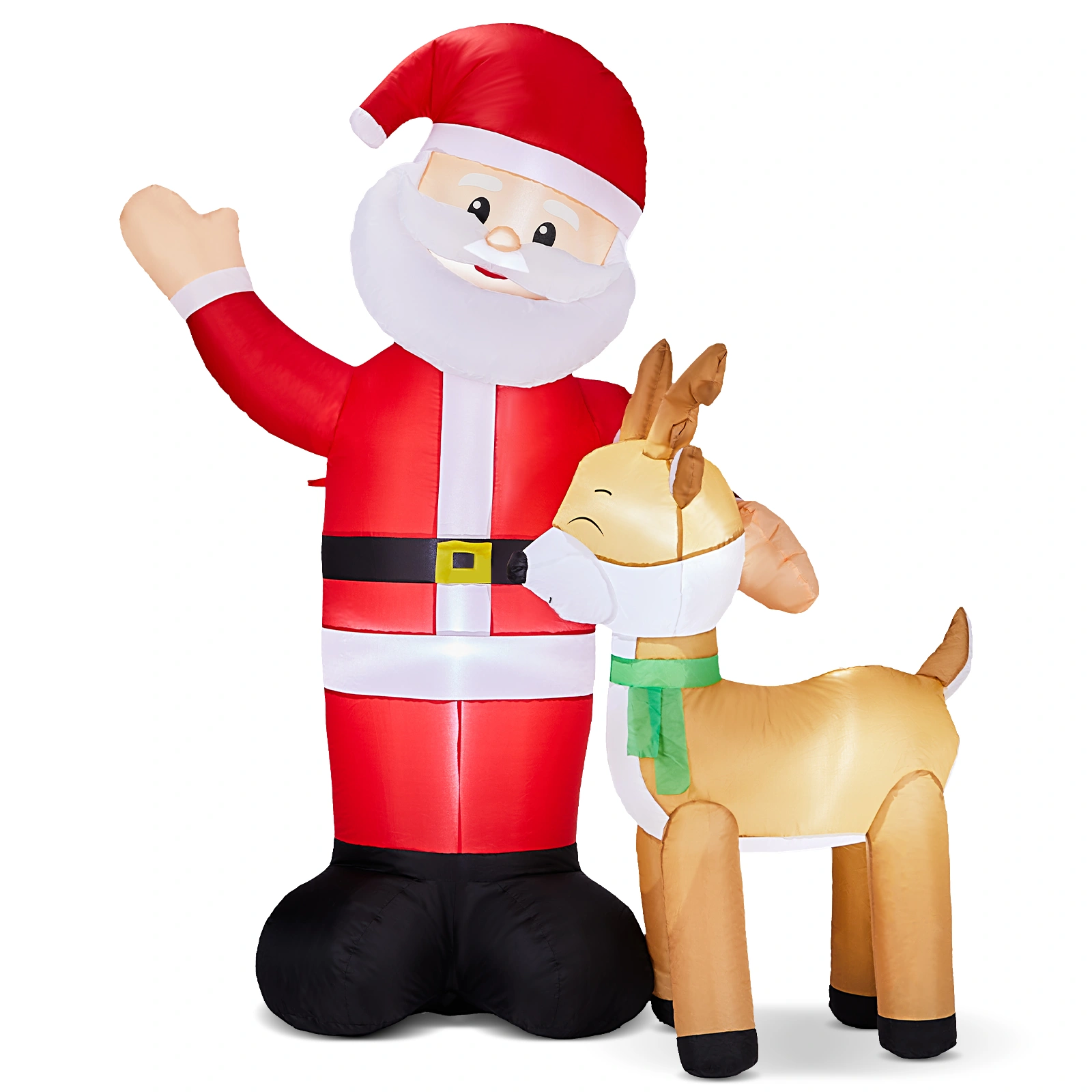 6.3FT Lighted Christmas Inflatable - Santa & Reindeer Blow Up Yard Decor with Built-in LED Lights, Holiday Party Lawn Garden Decoration