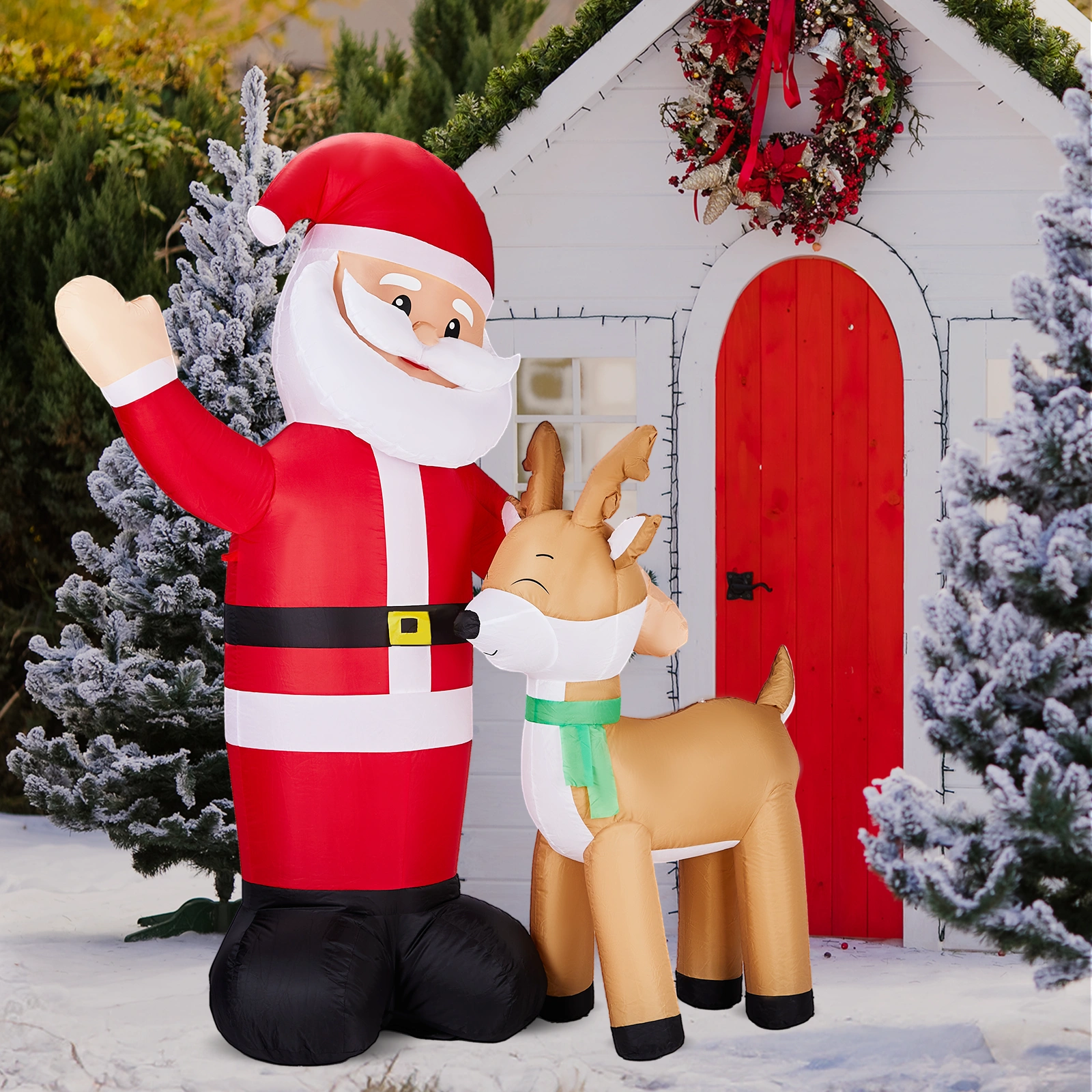 6.3FT Lighted Christmas Inflatable - Santa & Reindeer Blow Up Yard Decor with Built-in LED Lights, Holiday Party Lawn Garden Decoration view 10