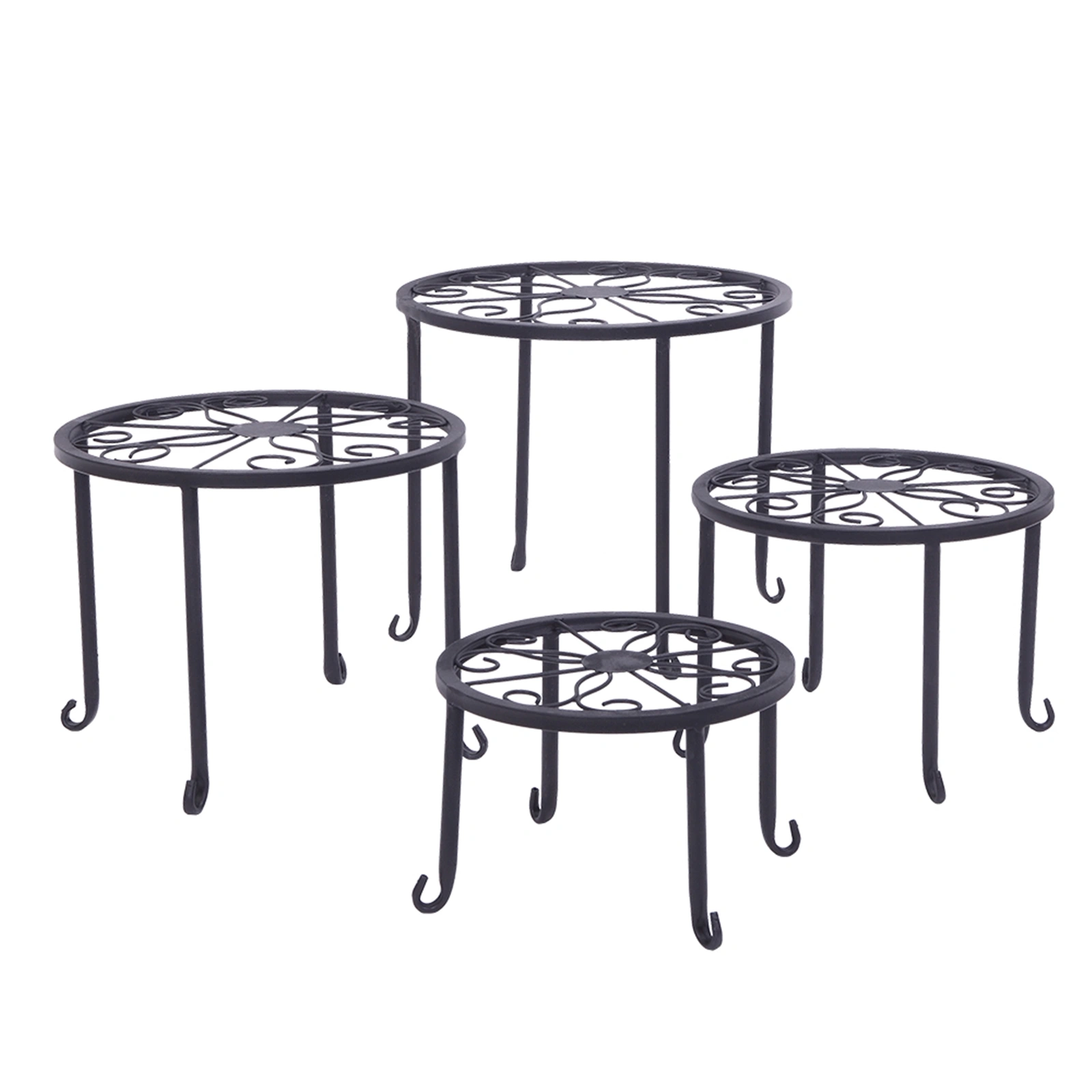 4 Plant Shelves with 4-1 Round Pattern in Black Baking Paint (Yh-Cj009)