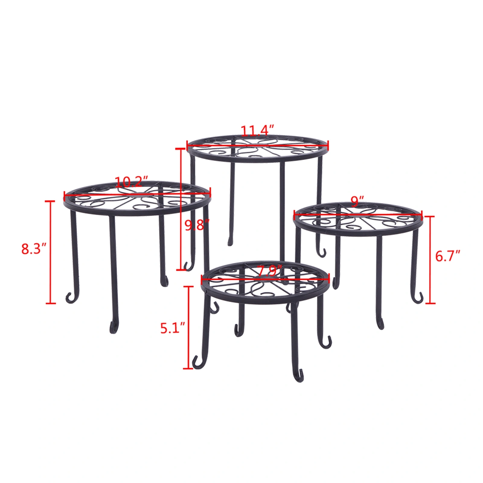 4 Plant Shelves with 4-1 Round Pattern in Black Baking Paint (Yh-Cj009) view 14