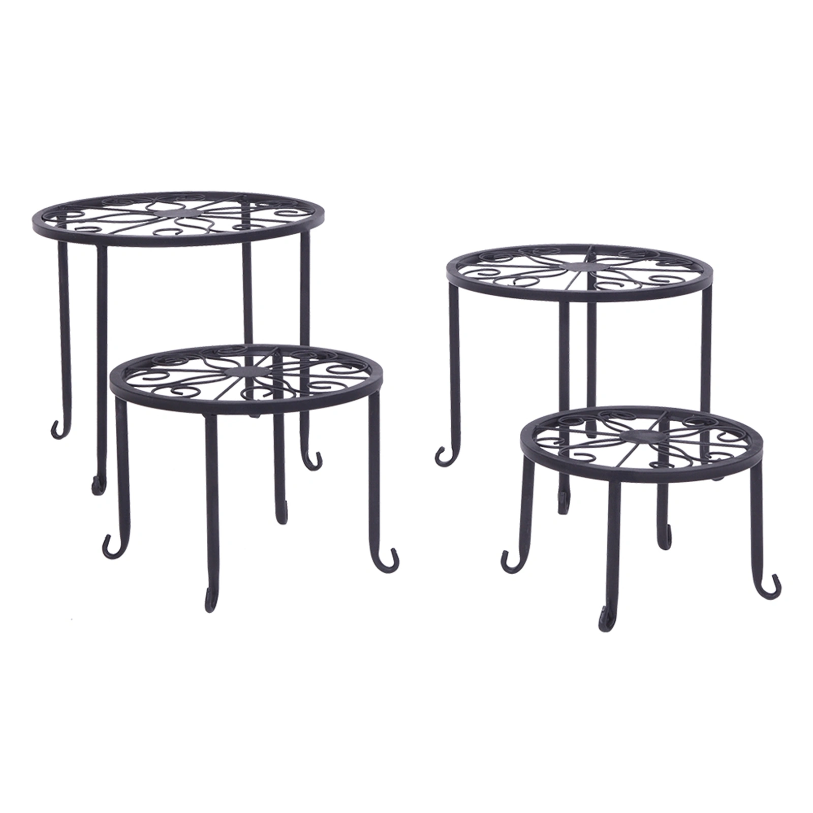 4 Plant Shelves with 4-1 Round Pattern in Black Baking Paint (Yh-Cj009) view 2