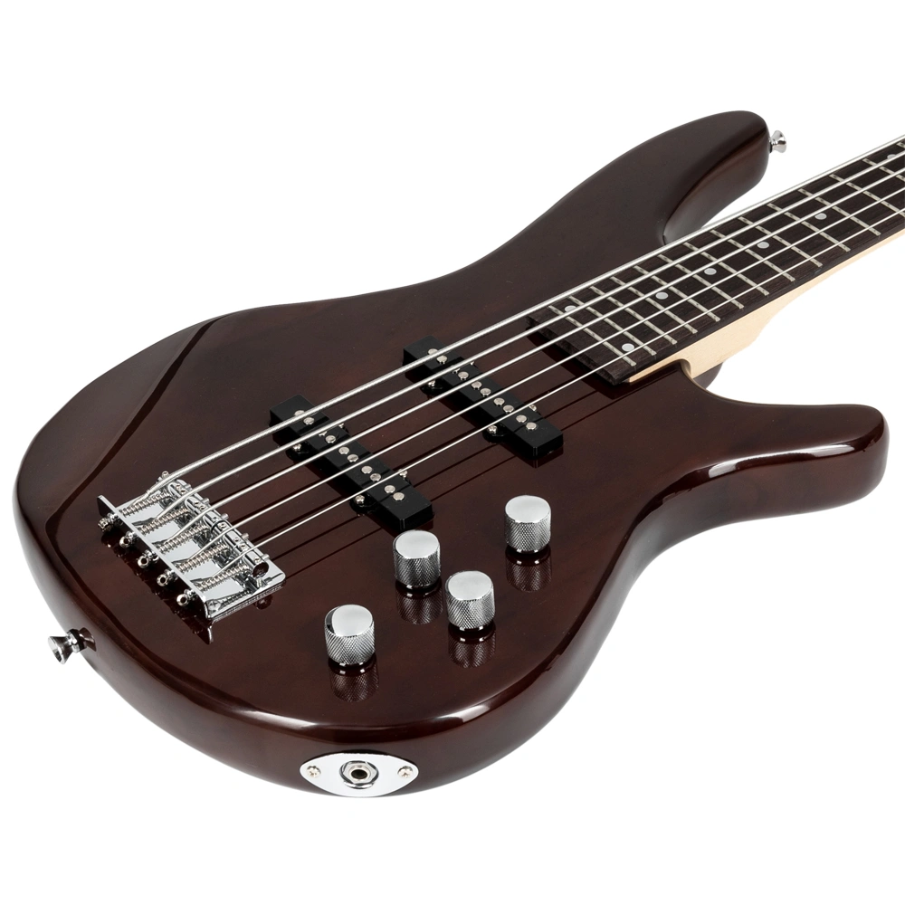 GIB Electric 5 String Bass Guitar Full Size Bag Strap Pick Connector Wrench Tool Earth Brown view 11