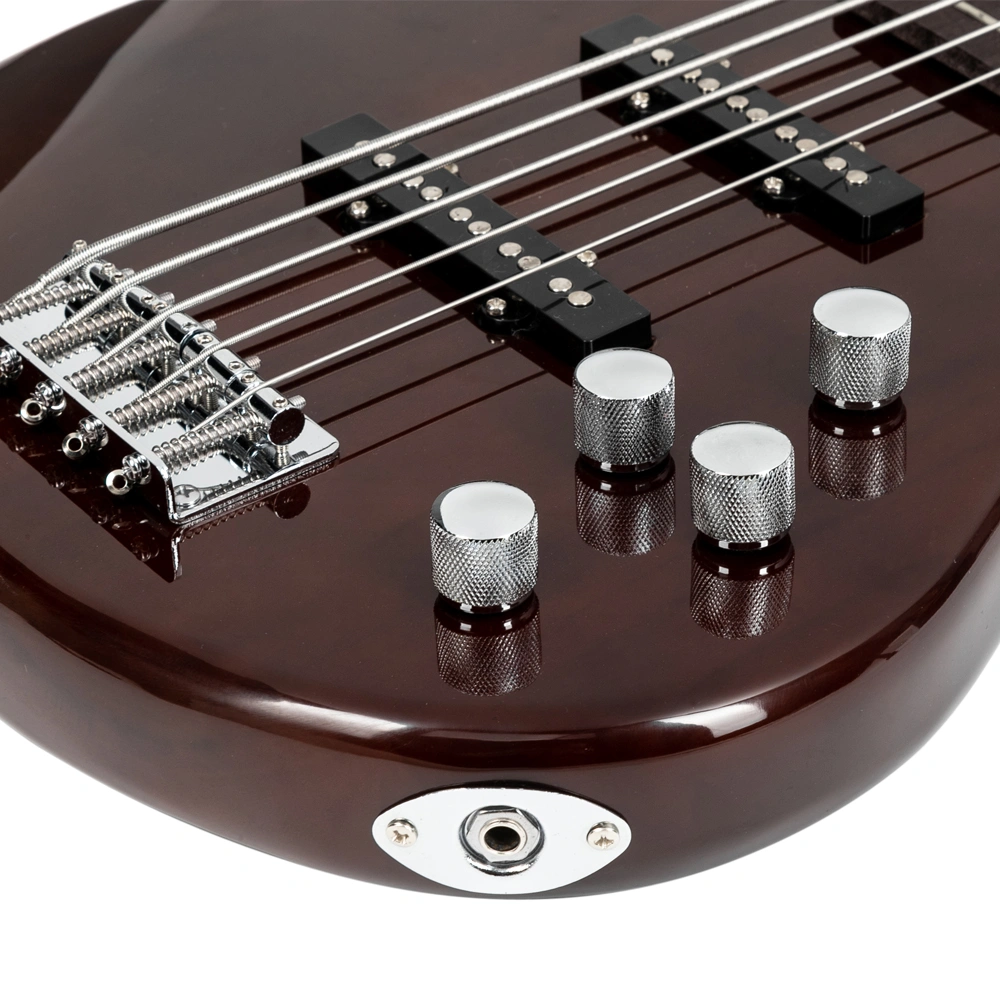 GIB Electric 5 String Bass Guitar Full Size Bag Strap Pick Connector Wrench Tool Earth Brown view 20