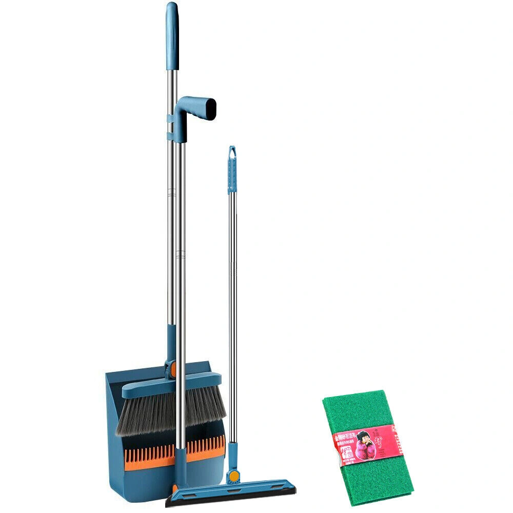 Long Handle Dustpan and Brush Set with Strong Metal Frame, Broom and Sweeper Combo view 2
