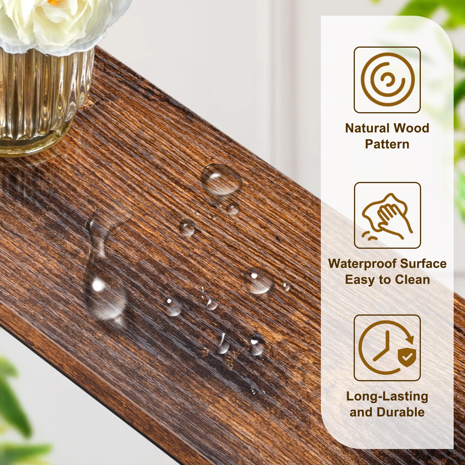 2 Pack 39.4" Narrow Console Sofa Table with Power Outlet USB Port Metal Frame Charge Station Rustic Brown view 8