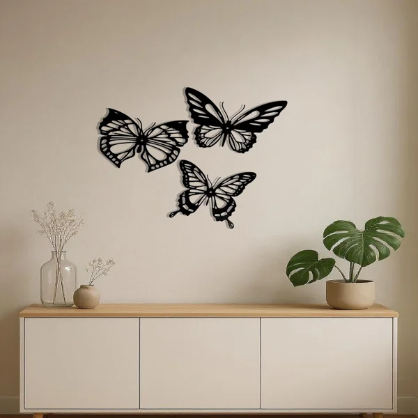 CIFbuy™ Graceful Insect Metal Wall Accents 3 pcs Featuring Black Dragonfly Hummingbird Butterfly Designs Delicate Hanging Wall Decoration for Gardens view 4